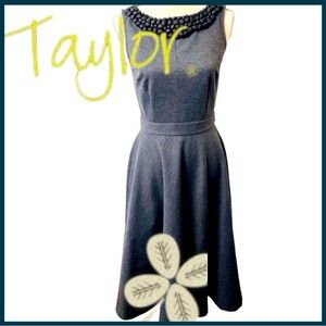 Taylor Dark Grey Embellished Scoop Neck Sleeveless Fit and Flare Midi Dress (6)